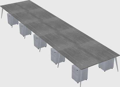 Shared rectangular office desk system