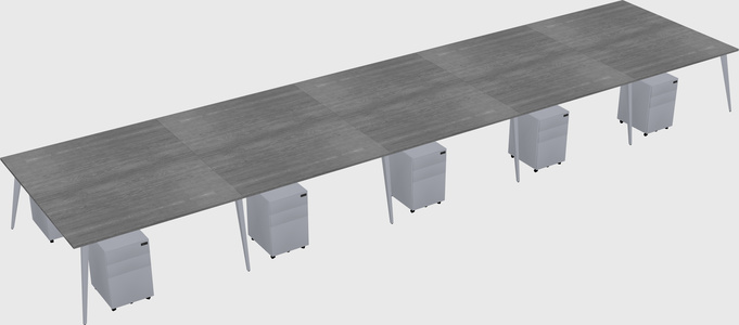 Shared rectangular office desk system