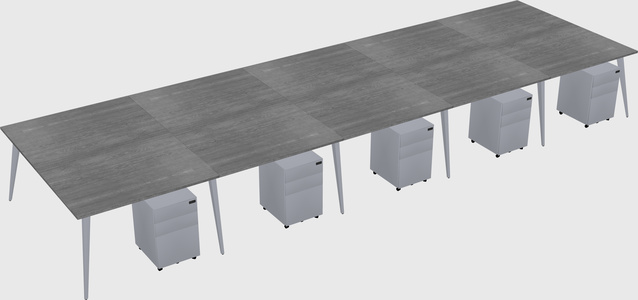Shared Rectangular Office Desk System