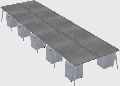 Shared rectangular office desk system