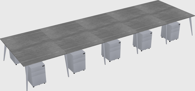 Shared rectangular office desk system