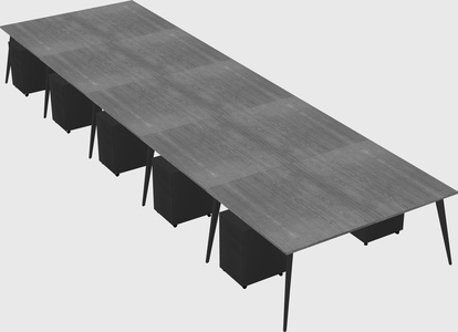 Shared rectangular office desk system