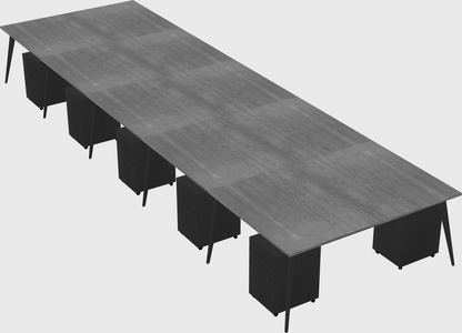 Shared rectangular office desk system