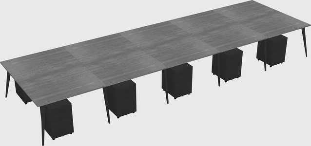 Shared rectangular office desk system