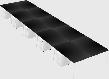 Shared rectangular office desk system
