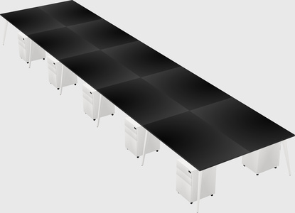 Shared rectangular office desk system