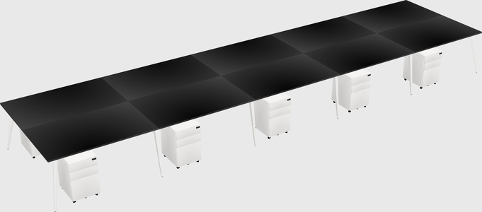 Shared rectangular office desk system