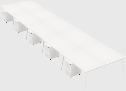Shared rectangular office desk system