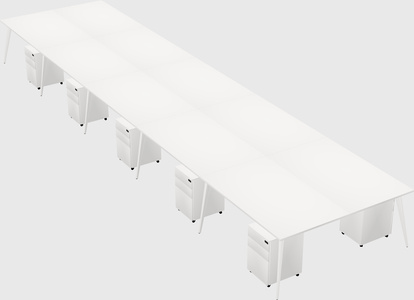 Shared rectangular office desk system