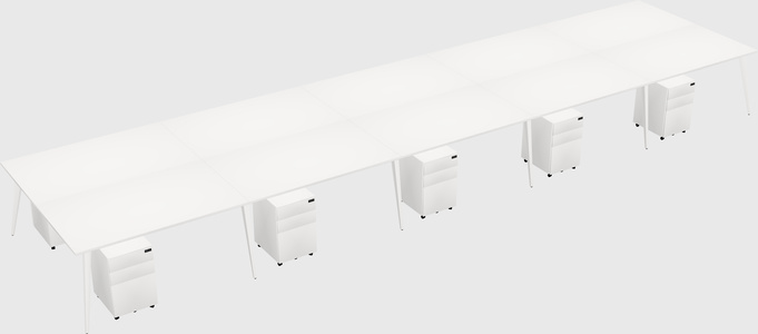 Shared rectangular office desk system