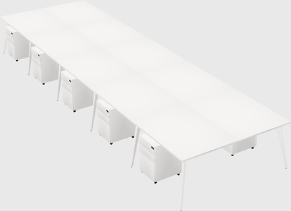 Shared rectangular office desk system