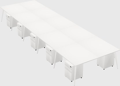 Shared rectangular office desk system
