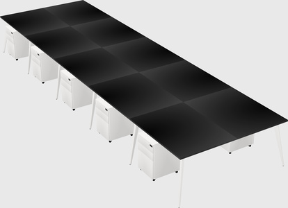 Shared rectangular office desk system