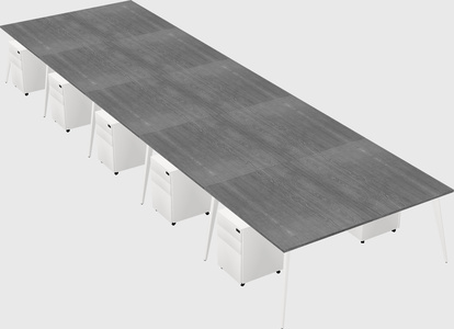 Shared rectangular office desk system