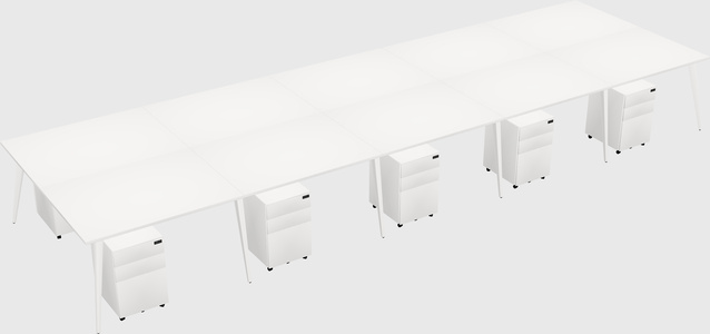 Shared rectangular office desk system