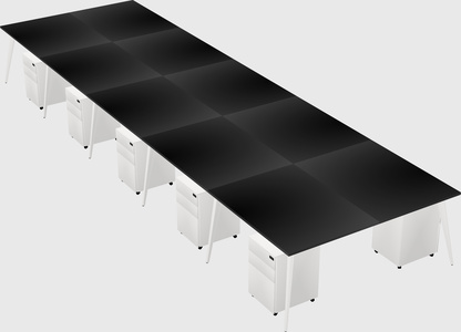 Shared rectangular office desk system