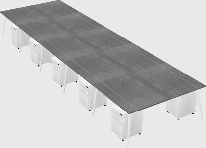 Shared rectangular office desk system