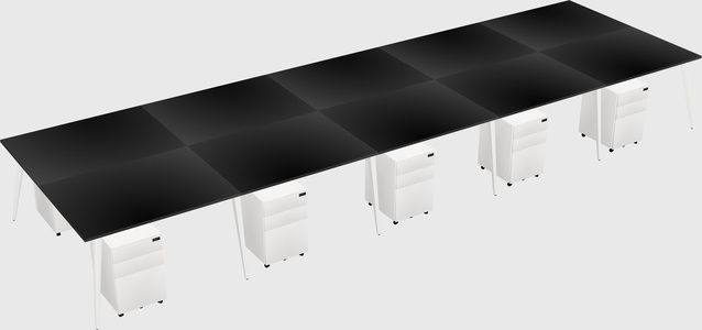 Shared rectangular office desk system
