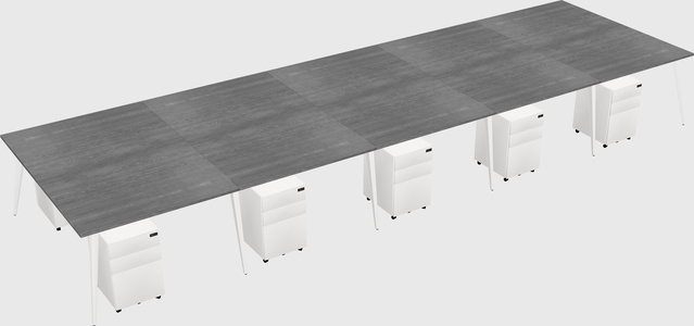 Shared rectangular office desk system