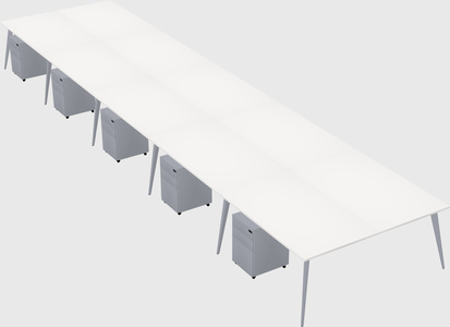 Shared rectangular office desk system