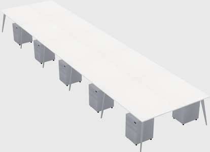 Shared rectangular office desk system