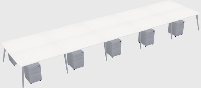 Shared rectangular office desk system