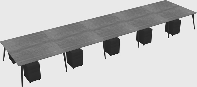 Shared rectangular office desk system