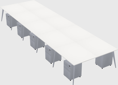 Shared rectangular office desk system