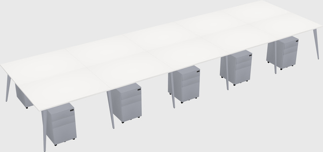 Shared rectangular office desk system
