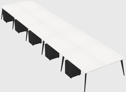 Shared rectangular office desk system