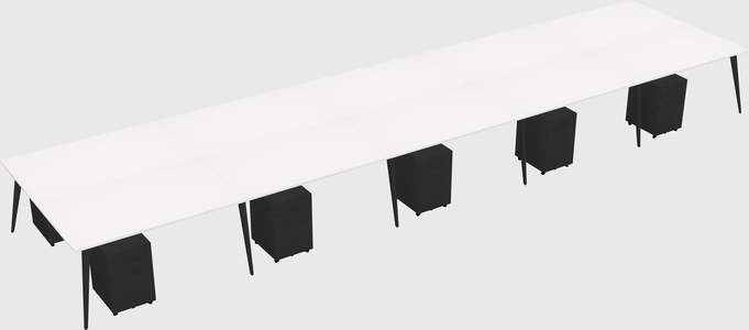 Shared rectangular office desk system