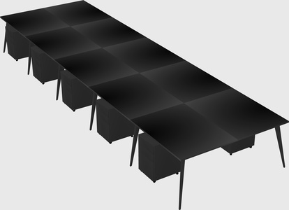 Shared rectangular office desk system