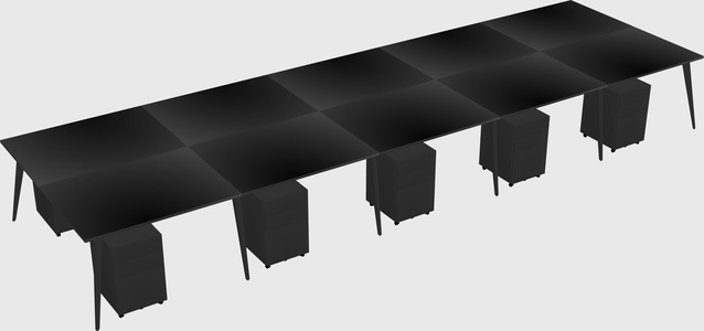 Shared rectangular office desk system