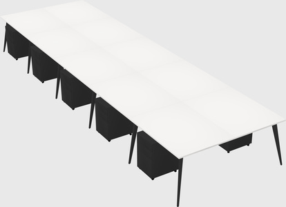 Shared rectangular office desk system