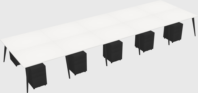 Shared rectangular office desk system