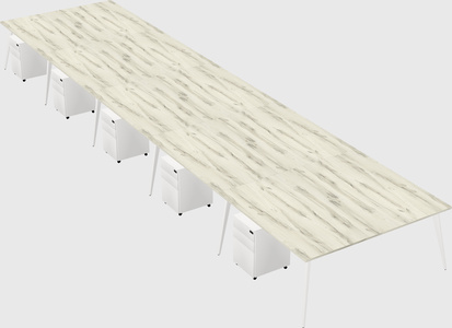 Shared rectangular office desk system