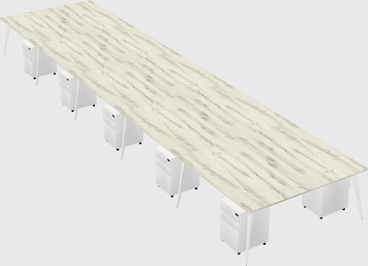 Shared rectangular office desk system