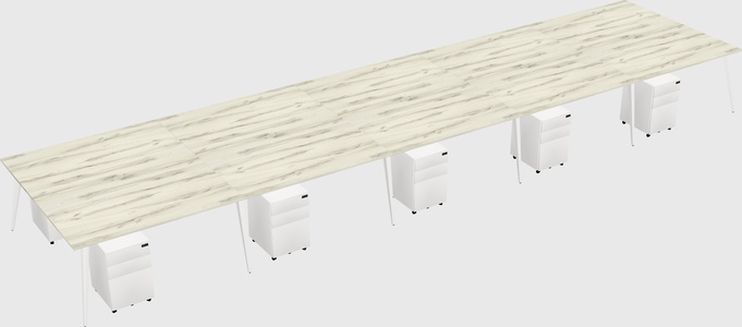 Shared rectangular office desk system