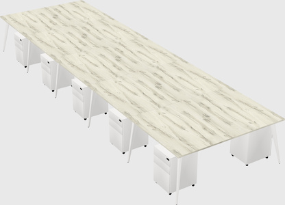 Shared rectangular office desk system