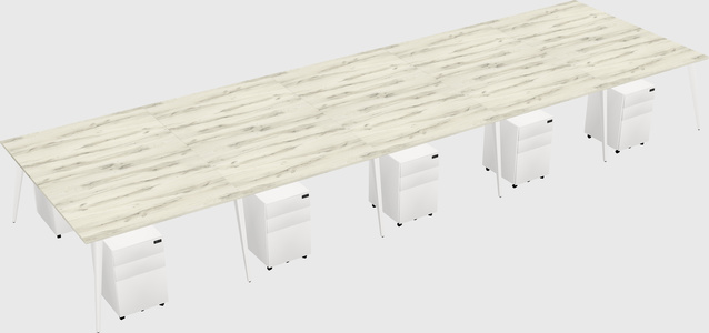 Shared rectangular office desk system