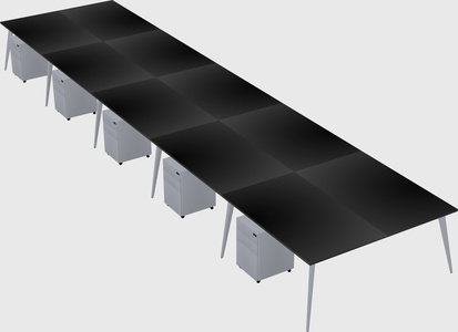 Shared rectangular office desk system