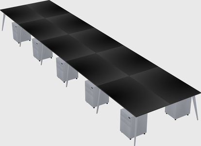 Shared rectangular office desk system
