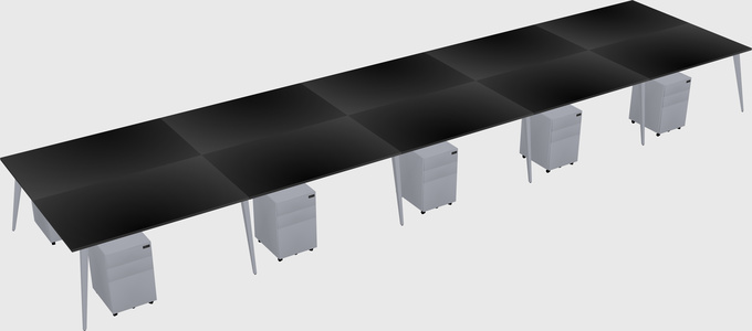 Shared rectangular office desk system