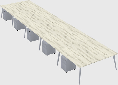 Shared rectangular office desk system