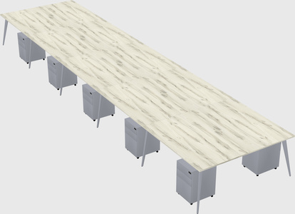 Shared rectangular office desk system
