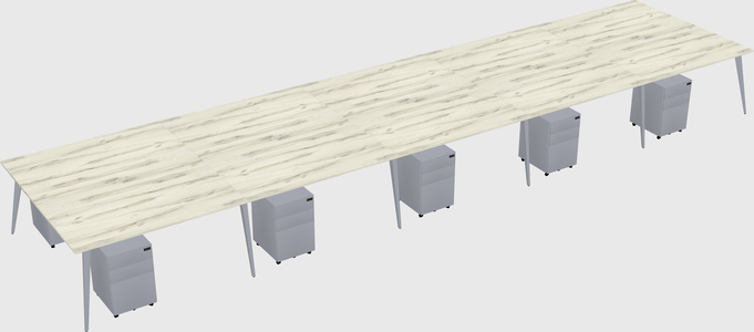 Shared rectangular office desk system