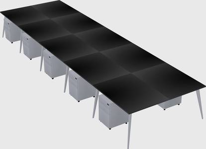 Shared rectangular office desk system