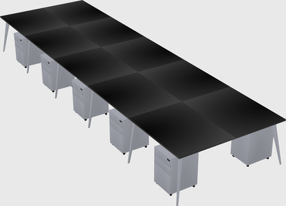 Shared rectangular office desk system
