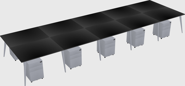 Shared rectangular office desk system