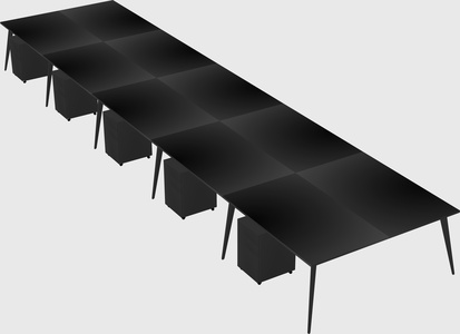 Shared rectangular office desk system